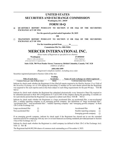 Thumbnail Mercer International Quarterly Report 2025-q3