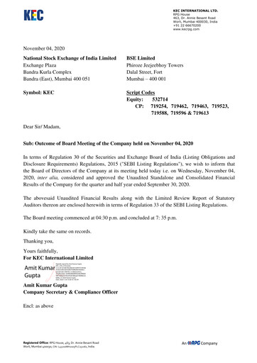 Thumbnail KEC International
 Quarterly Report 2020-q2