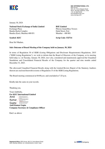 Thumbnail KEC International
 Quarterly Report 2023-q3
