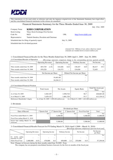 Miniature KDDI Bilan financier 2009-q1