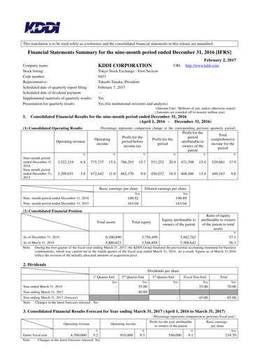 Miniature KDDI Bilan financier 2016-9m