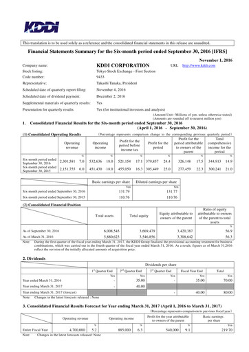 Miniature KDDI Bilan financier 2016-h1
