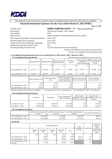 Miniature KDDI Bilan financier 2022