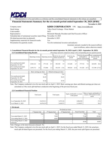 Miniature KDDI Bilan financier 2025-h1