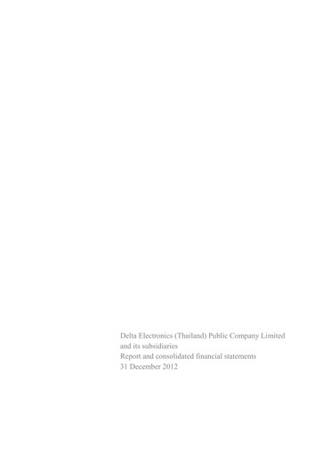 Thumbnail Delta Electronics (Thailand) Financial Statement 2012