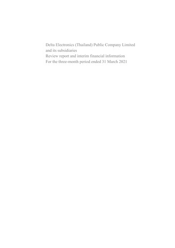 Thumbnail Delta Electronics (Thailand) Quarterly Report 2021-q1