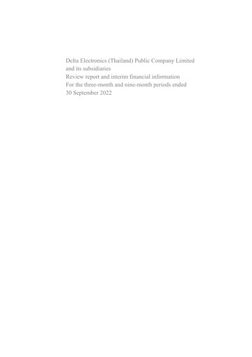Thumbnail Delta Electronics (Thailand) Quarterly Report 2022-q3
