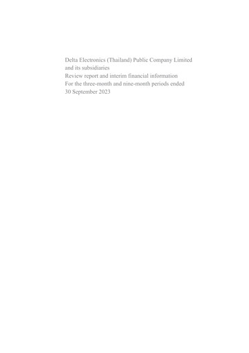 Thumbnail Delta Electronics (Thailand) Quarterly Report 2023-q3