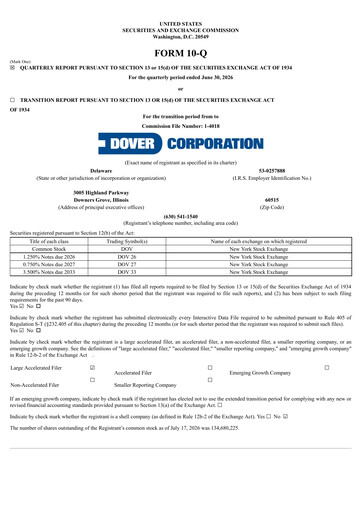 Vorschaubild Dover Corporation Quartalsbericht 2026-q2