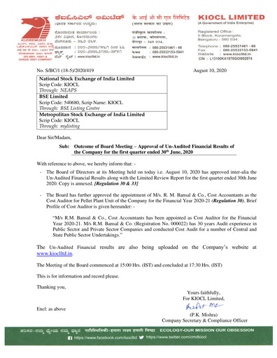 Miniature KIOCL Rapport trimestriel 2020-q1