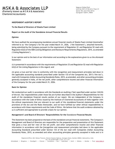 Vorschaubild Sheela Foam
 Finanzmitteilung 2025-2026