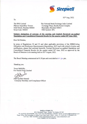 Thumbnail Sheela Foam
 Quarterly Report 2022-q1