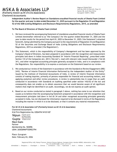 Thumbnail Sheela Foam
 Quarterly Report 2025-q3