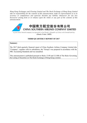 Vorschaubild China Southern Airlines
 Quartalsbericht 2017-q3