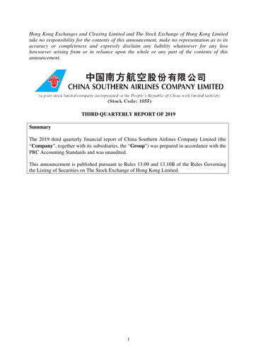 Vorschaubild China Southern Airlines
 Quartalsbericht 2019-q3