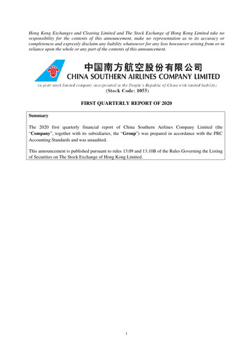 Vorschaubild China Southern Airlines
 Quartalsbericht 2020-q1