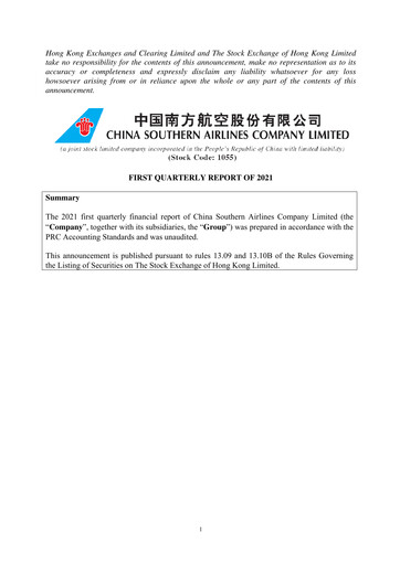 Vorschaubild China Southern Airlines
 Quartalsbericht 2021-q1