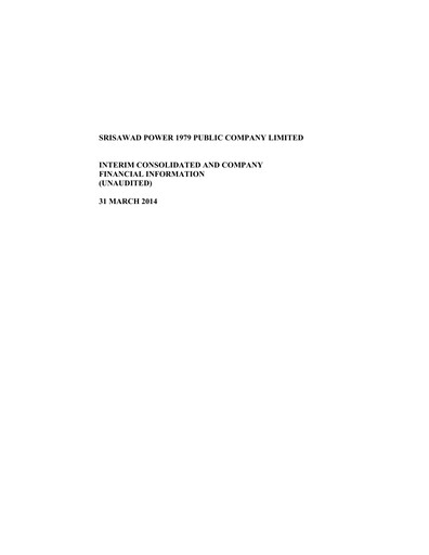 Thumbnail Srisawad Corporation Quarterly Report 2014-q1
