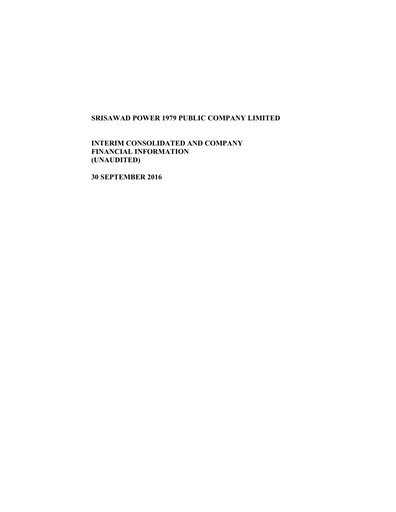 Thumbnail Srisawad Corporation Quarterly Report 2016-q3