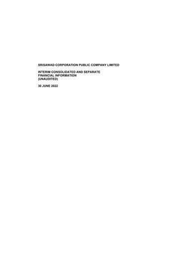 Thumbnail Srisawad Corporation Quarterly Report 2022-q2