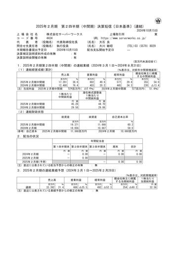 Thumbnail Serverworks Half-year Report fy2025-h1