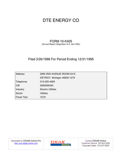 Thumbnail DTE Energy
 Annual Report 1995