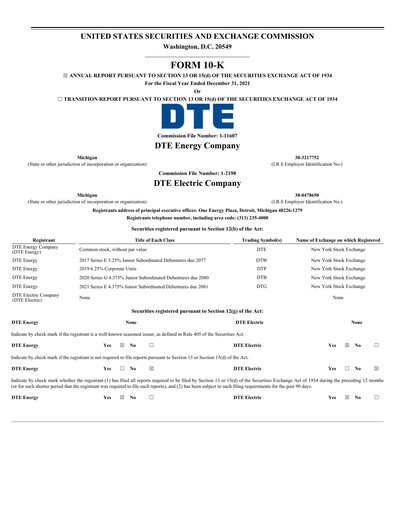 Thumbnail DTE Energy
 Annual Report 2021