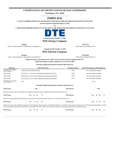 Thumbnail DTE Energy
 Annual Report 2022