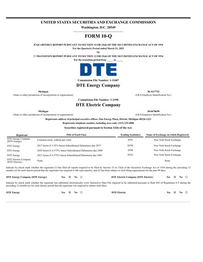 Thumbnail DTE Energy
 Quarterly Report 2025-q1