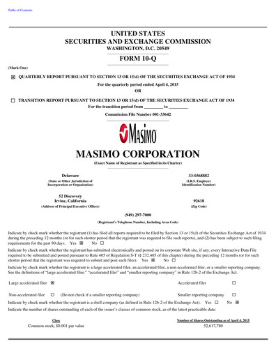 Thumbnail Masimo Quarterly Report 2015-q1