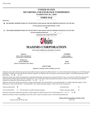 Thumbnail Masimo Quarterly Report 2015-q3