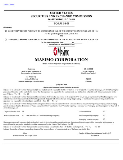 Thumbnail Masimo Quarterly Report 2017-q1