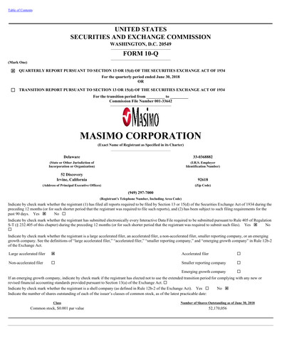Thumbnail Masimo Quarterly Report 2018-q2