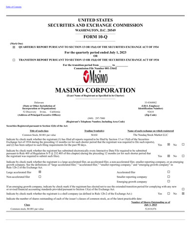Thumbnail Masimo Quarterly Report 2023-q2