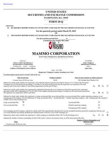 Thumbnail Masimo Quarterly Report 2025-q1