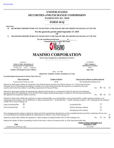 Thumbnail Masimo Quarterly Report 2025-q3