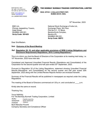Thumbnail Bombay Burmah Quarterly Report 2023-q2