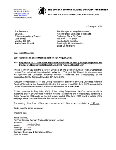 Thumbnail Bombay Burmah Quarterly Report 2025-q1