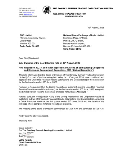 Thumbnail Bombay Burmah Quarterly Report 2026-q1