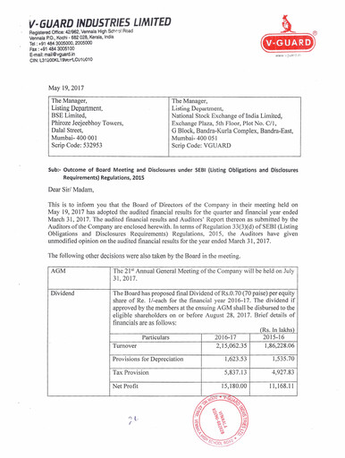 Thumbnail V-Guard Industries
 Financial Statement 2016-2017