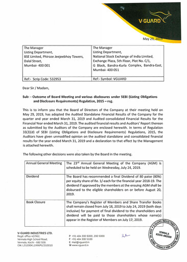 Thumbnail V-Guard Industries
 Financial Statement 2018-2019
