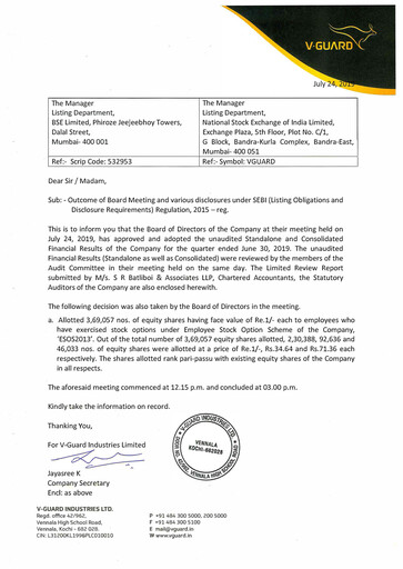 Thumbnail V-Guard Industries
 Quarterly Report 2019-q1
