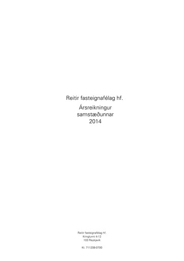 Thumbnail Reitir fasteignafélag Financial Statement 2014