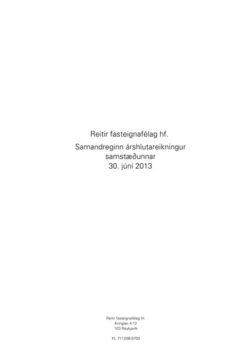 Thumbnail Reitir fasteignafélag Half-year Report 2013-h1