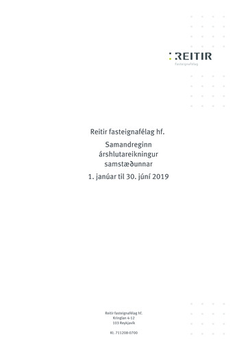 Thumbnail Reitir fasteignafélag Half-year Report 2019-h1