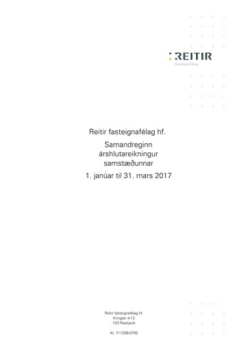 Thumbnail Reitir fasteignafélag Quarterly Report 2017-q1