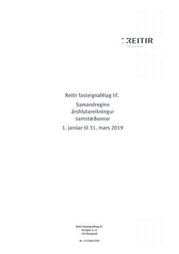 Thumbnail Reitir fasteignafélag Quarterly Report 2019-q1