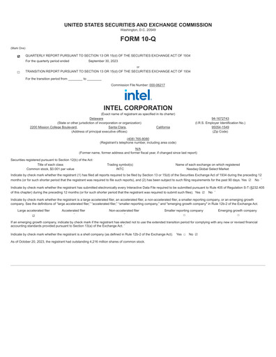 Miniature Intel Rapport trimestriel 2023-q3