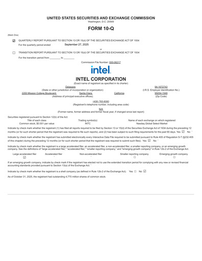 Miniature Intel Rapport trimestriel 2025-q3