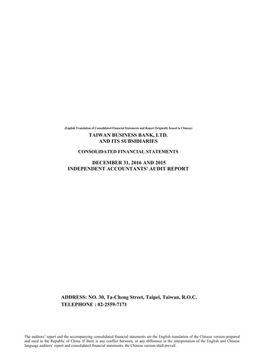Thumbnail Taiwan Business Bank
 Financial Statement 2016